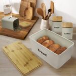 Bread Box with Coffee-Tea-Sugar Canister Set – Off White - Image 5