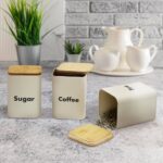 Bread Box with Coffee-Tea-Sugar Canister Set – Off White - Image 2