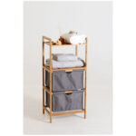2 Tier Polyester Baskets + Shelves - Grey Bamboo - Image 3