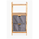 2 Tier Polyester Baskets + Shelves - Grey Bamboo - Image 2