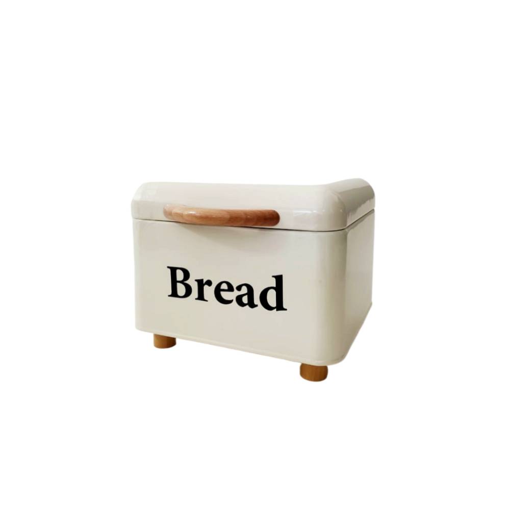 Osm-949-1 Bread Box with Wooden Handle Off-White - Image 1