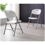Compact Folding Plastic Chair – White - Image 2