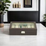 12 Slot Watch Storage Box Rexine Finish Black - Image 4