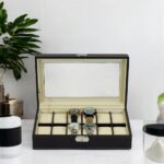12 Slot Watch Storage Box Rexine Finish Black - Image 5