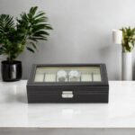 12 Slot Watch Storage Box Rexine Finish Black - Image 3