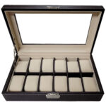 12 Slot Watch Storage Box Rexine Finish Black