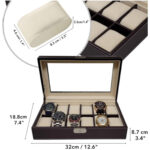 12 Slot Watch Storage Box Rexine Finish Black - Image 7