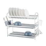 3-Tier Dish Drying Rack Aluminum With Tray Cutlery Holder - Silver - Image 3
