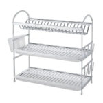 3-Tier Dish Drying Rack Aluminum With Tray Cutlery Holder - Silver