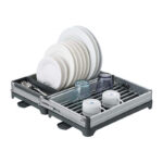 2 Tier Dish Drying Rack with Cutlery & Board Holder 43 X 49.5 X 8 Cm - Grey - Image 3