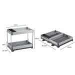 2 Tier Dish Drying Rack with Cutlery & Board Holder 43 X 49.5 X 8 Cm - Grey - Image 5