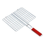 Portable BBQ Grill Mesh Clamp with 30 by 30 Wooden Handle