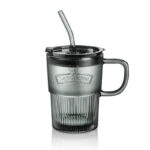 Wide Heaven Glass Cup With Straw 440ml