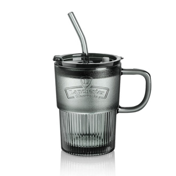 Wide Heaven Glass Cup With Straw 440ml