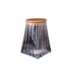 Glass Jar With Airtight Bamboo Lid 10 Cm  - Small