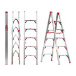 4 Step Aluminium Folding Ladder Double Sided And Portable - Image 2