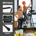 5 Step Ladder with Handrails Tool Tray – Black - Image 3