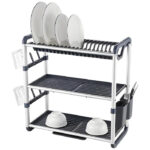 Aluminium Multifunctional Dish Rack Rustproof with Drain Tray 609 X 267 X 572  - Grey