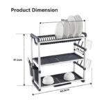 Aluminium Multifunctional Dish Rack Rustproof with Drain Tray 609 X 267 X 572  - Grey - Image 4