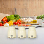 Kitchen Canisters Set of 3 Metal Storage Jars - Off White - Image 2