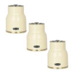 Kitchen Canisters Set of 3 Metal Storage Jars - Off White