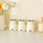 Kitchen Canisters Set of 3 Metal Storage Jars - Off White - Image 3