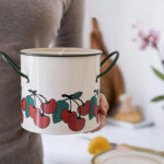 Metal Vintage Cutlery Holder White Fruit Print - Image 2