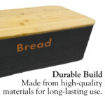 Bread Box with Coffee Tea & Sugar Containers – Black & Wood Finish - Image 5