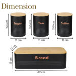 Bread Box with Coffee Tea & Sugar Containers – Black & Wood Finish - Image 6