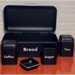 Bread Box And Coffee Tea Sugar Canisters Set – Black - Image 2