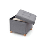 Storage Pouf With Wooden legs 38x38x34 cm Grey Small
