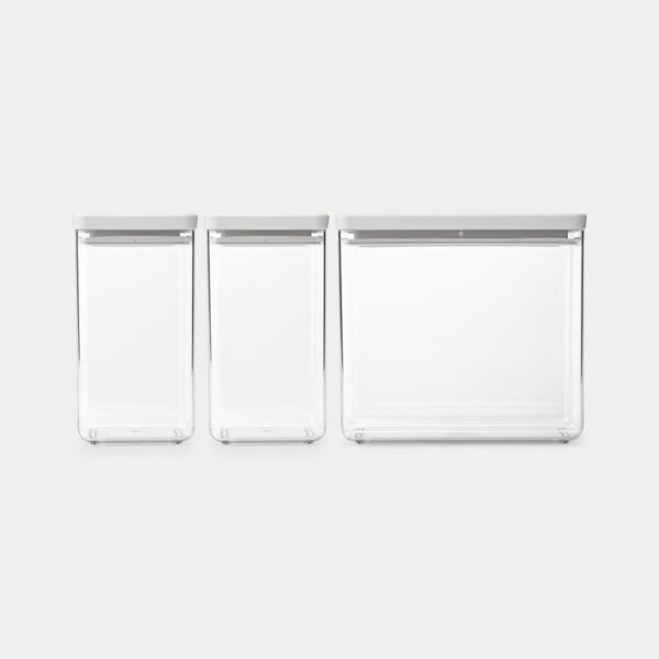 Tasty+ Stackable Canister Set of 3 (1.6 and 3.5 ltr) Light Grey