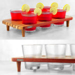 Food Fusion Wooden Tray With Lines Pattern Glass 6 Pcs (300ml) - Image 6