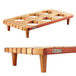 Food Fusion Wooden Tray With Lines Pattern Glass 6 Pcs (300ml) - Image 3
