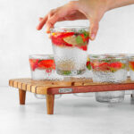 Food Fusion Wooden Tray With Dotted Pattern Glass 6 Pcs (300ml) - Image 2
