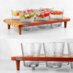 Food Fusion Wooden Tray With Dotted Pattern Glass 6 Pcs (300ml) - Image 6