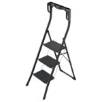 Ergonomic Steel Folding 3 Steps Ladder Black Comfort Line Germany