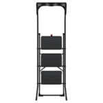 Ergonomic Steel Folding 3 Steps Ladder Black Comfort Line Germany - Image 3