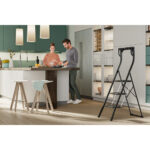 Ergonomic Steel Folding 3 Steps Ladder Black Comfort Line Germany - Image 2