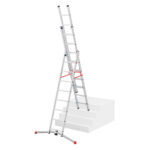 ProfiLOT 3-Section Aluminium Combination Ladder 2x9 +1x8 Rungs - Germany - Image 2