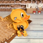 Silicone Duck Shaped Kids Food Plate Yellow - Image 2