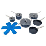 Space Folding Handle Ceramic 6 Piece Saucepan And Frying Pan Set