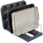 Draw Store Baking Tray Organiser  Grey And Stainless Steel