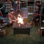 Patio Outdoor Wood-Burning Fireplace  Square Metal Fire Pit - Black - Image 2