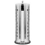 Standing Spare Toilet Paper Holder Riddle Shiny Chrome Stainless Steel