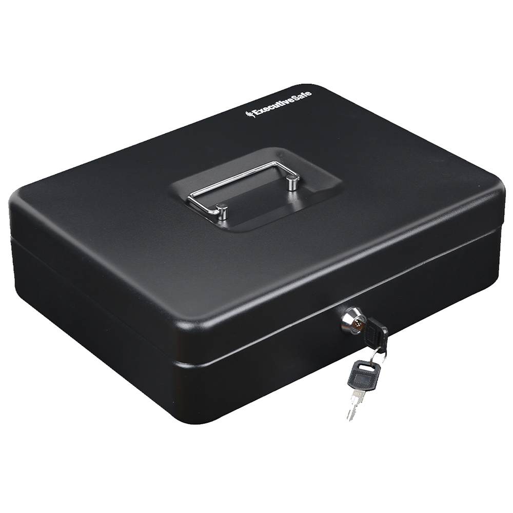 EXS-32 (1) Steel Cash Box With Money And Coin Tray with Key Lock - Image 1