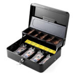 Steel Cash Box With Money And Coin Tray with Key Lock - Image 2