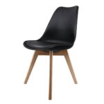 Eames Style Dining chair With Wooden Legs Set Of 2 – Black - Image 5