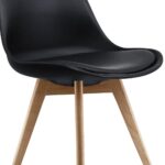Eames Style Dining chair With Wooden Legs Set Of 2 – Black - Image 6