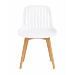 Plastic Dining Chair with Wooden Legs Set Of 2 – White - Image 2